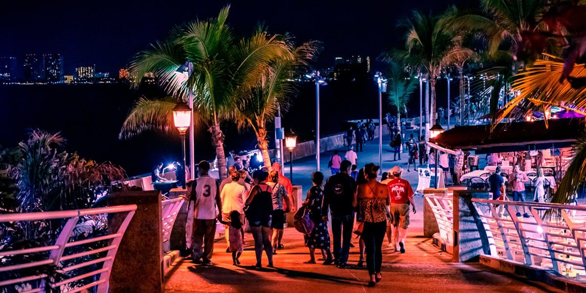 Puerto Vallarta Boardwalk at Night