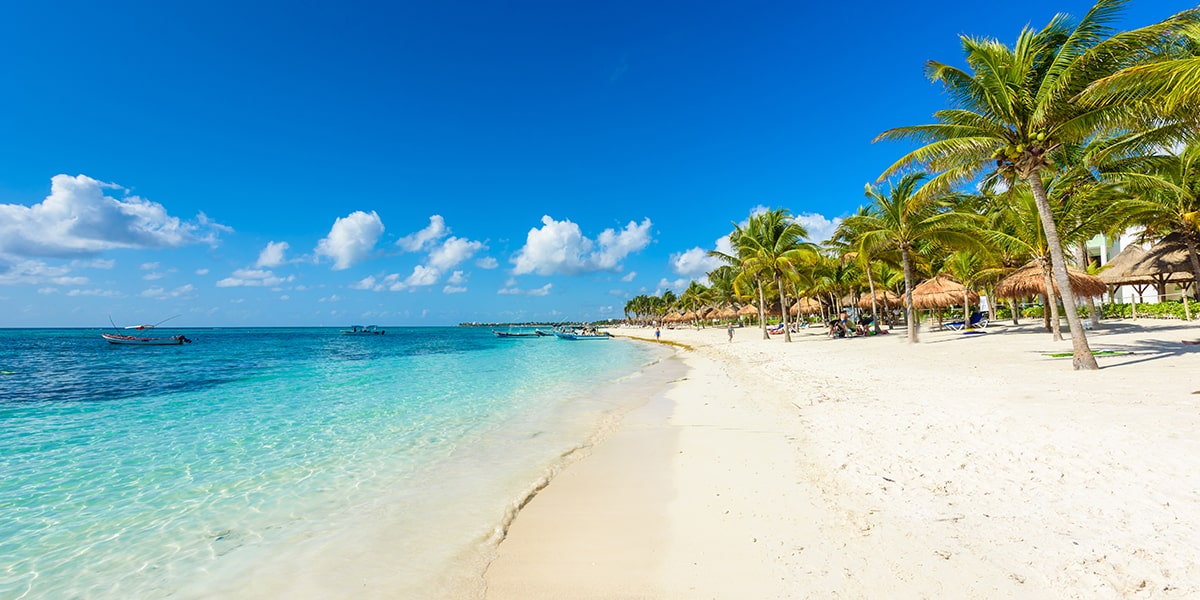 Paradise beach at caribbean coast of Cancun Mexico
